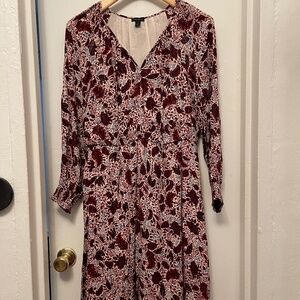 Ann Taylor boho shimmer floral midi dress size S